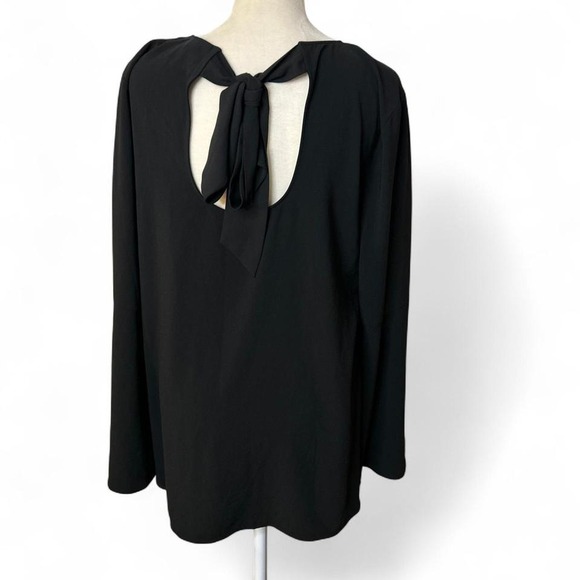 Halogen black tie neck long sleeve top - Picture 2 of 7